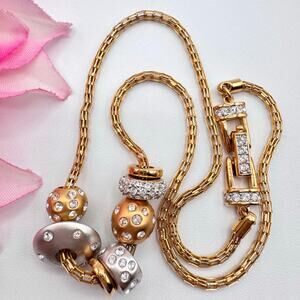 Swarovski Te Kauri Yellow Gold/Rhodium-Plated Crystal Pave Slider Bead Necklace